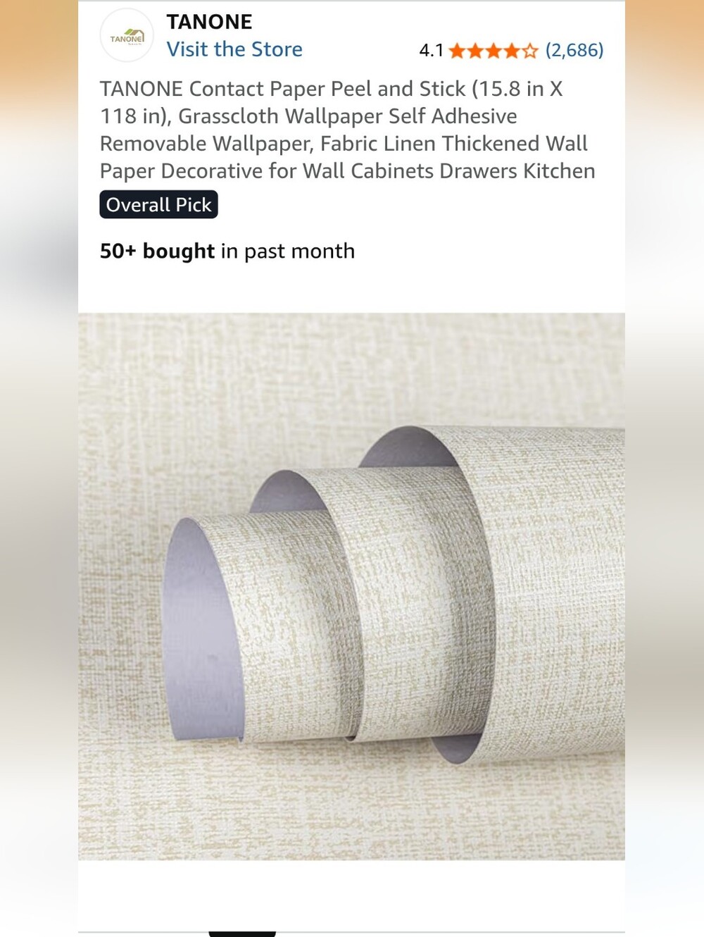 Peel & Stick Grasscloth Wallpaper - Cream Linen Texture